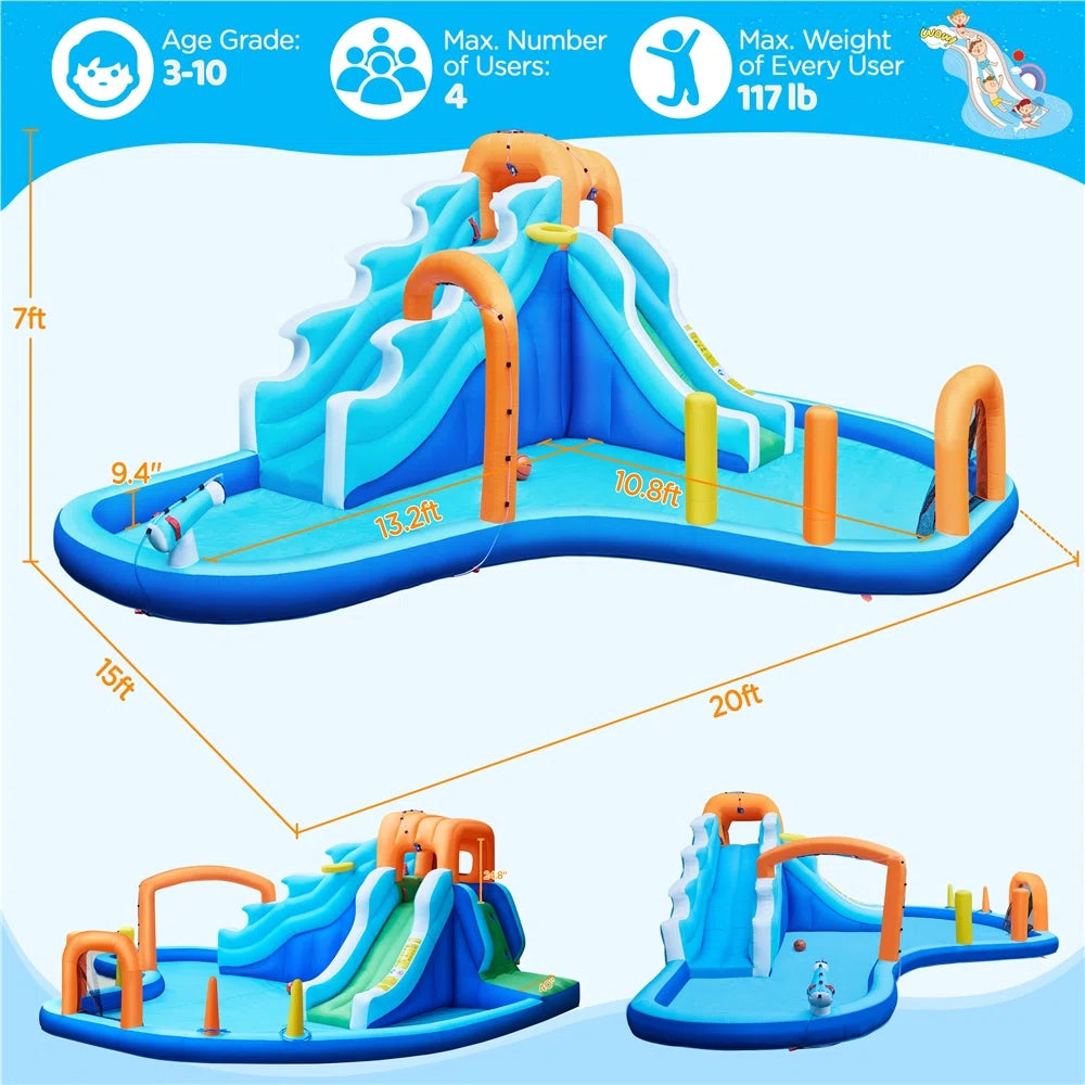 Toboggan Aquatique Yaheetech 20 × 15 pi – Pour Enfants de 3 à 10 ans | FunFlab